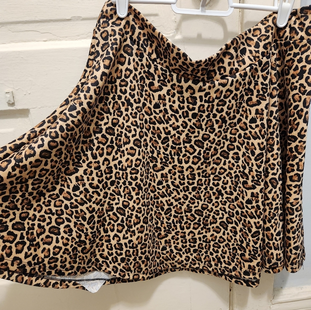 Leopard print skater skirt